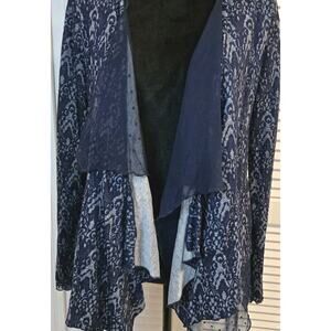 Hazel Mixed Media Lace Waterfall Open Cardigan Dotted Mesh Embroidered Look MED